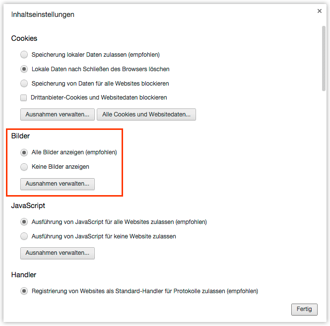 Chrome Browser: Bilder deaktivieren