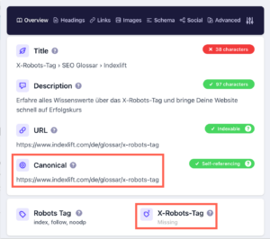 Detailed SEO Extension: Seitenindexierung anzeigen