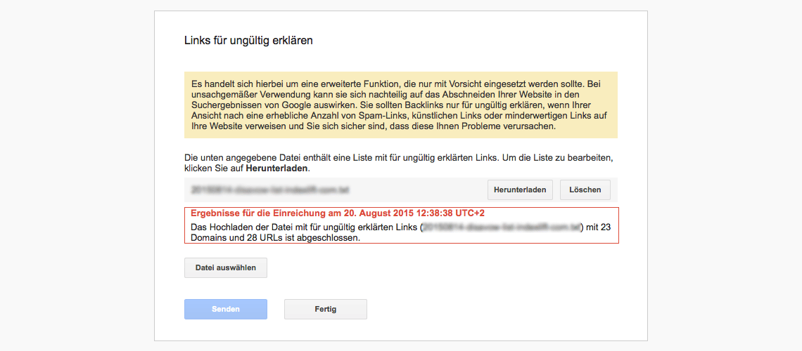 Links für ungültig erklären // Disavow Tool