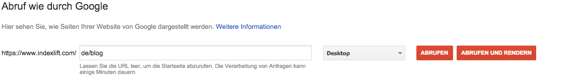 Abruf wie durch Google // Search Console