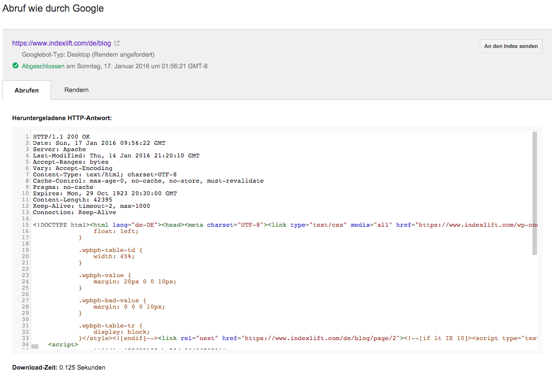 Quellcode abrufen // Google Search Console