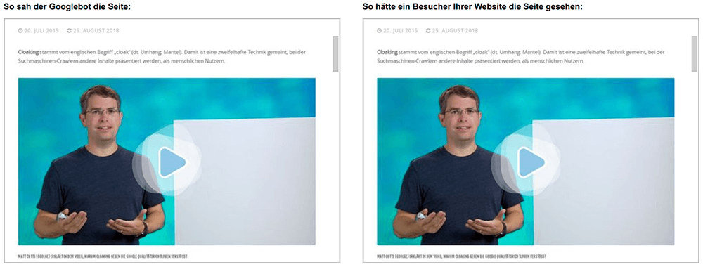 Abruf wie durch Google - Rendern - Cloaking Test // Google Search Console