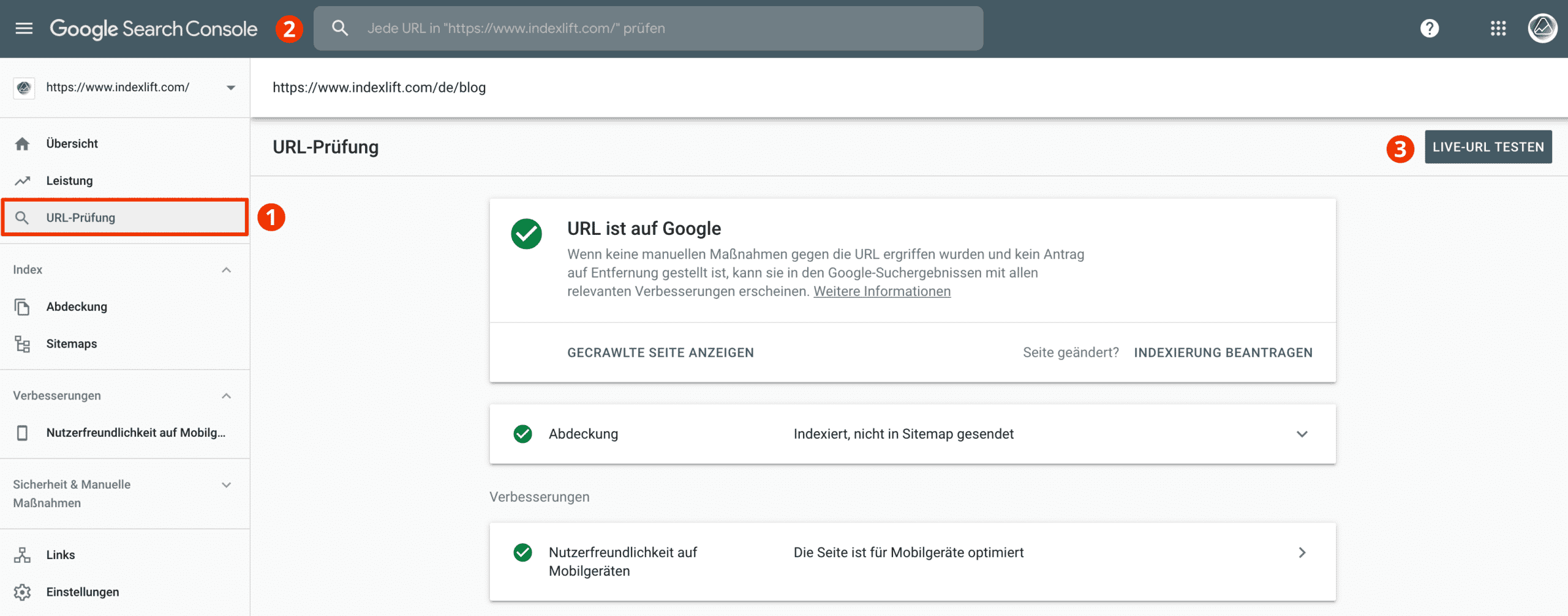 URL-Prüfung mit der Google Search Console