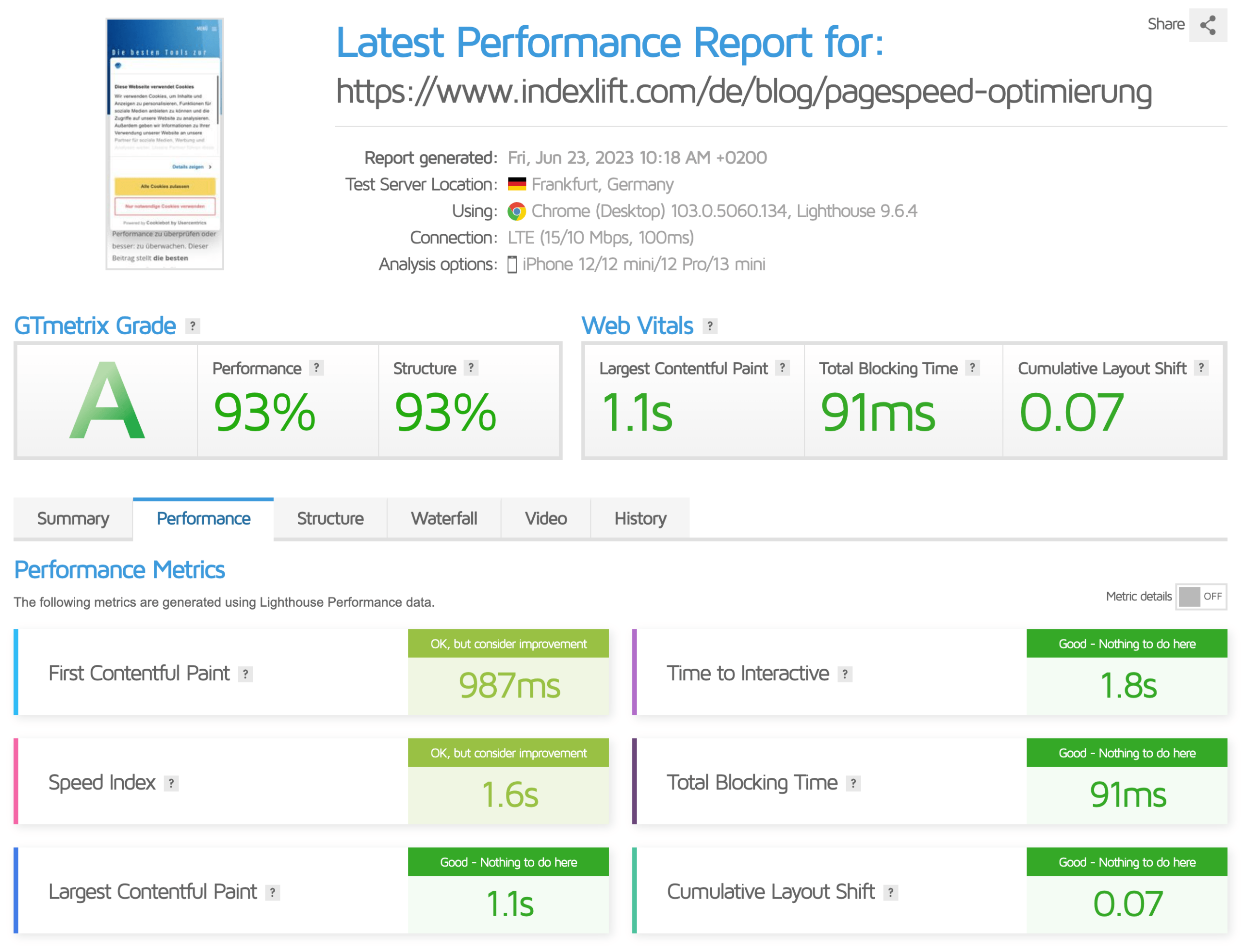 GTmetrix Performance Report