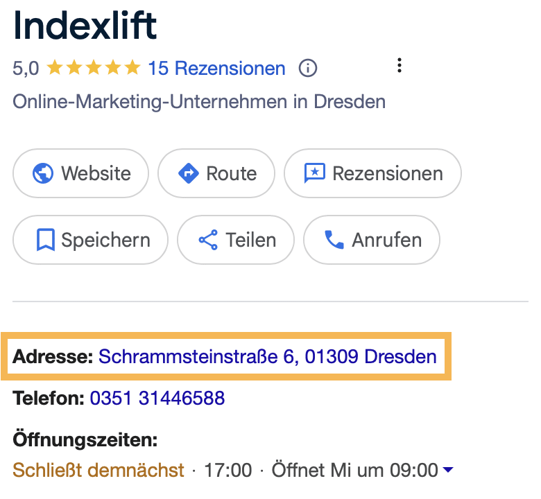Google Unternehmensprofil: Geschäftsadresse