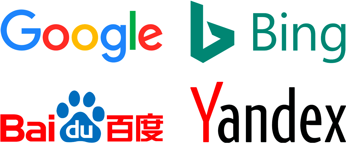 Internationale Suchmaschinen-Logos