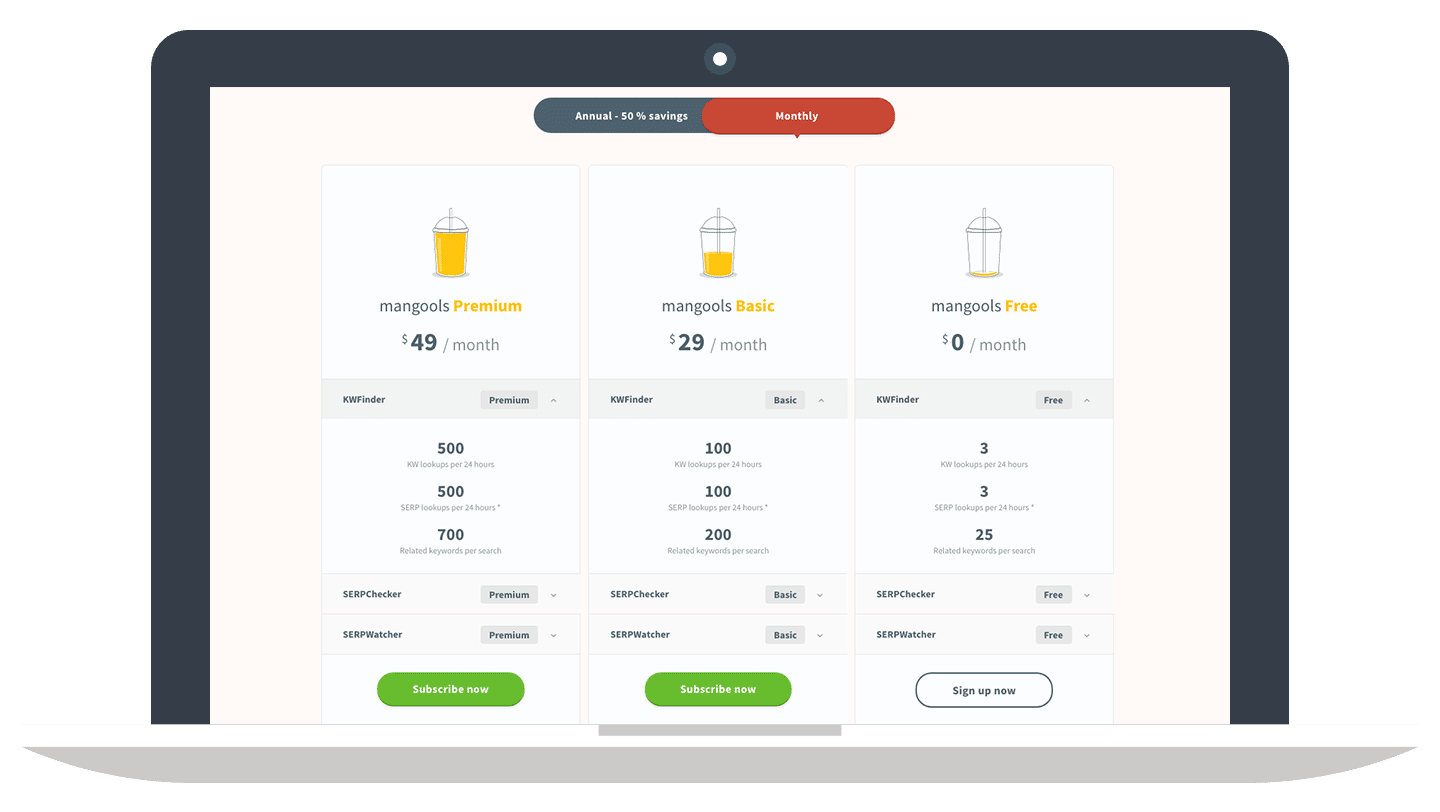 Preise für 1 Monat Laufzeit // KWFinder