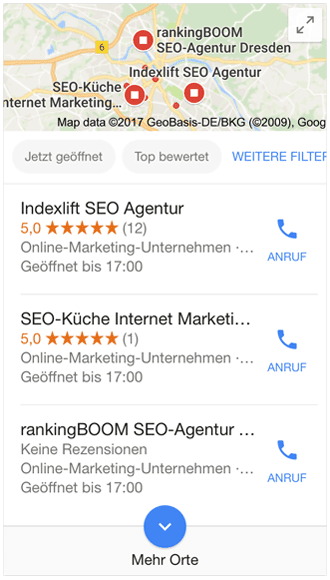 Google Local Pack - Mobilgeräte