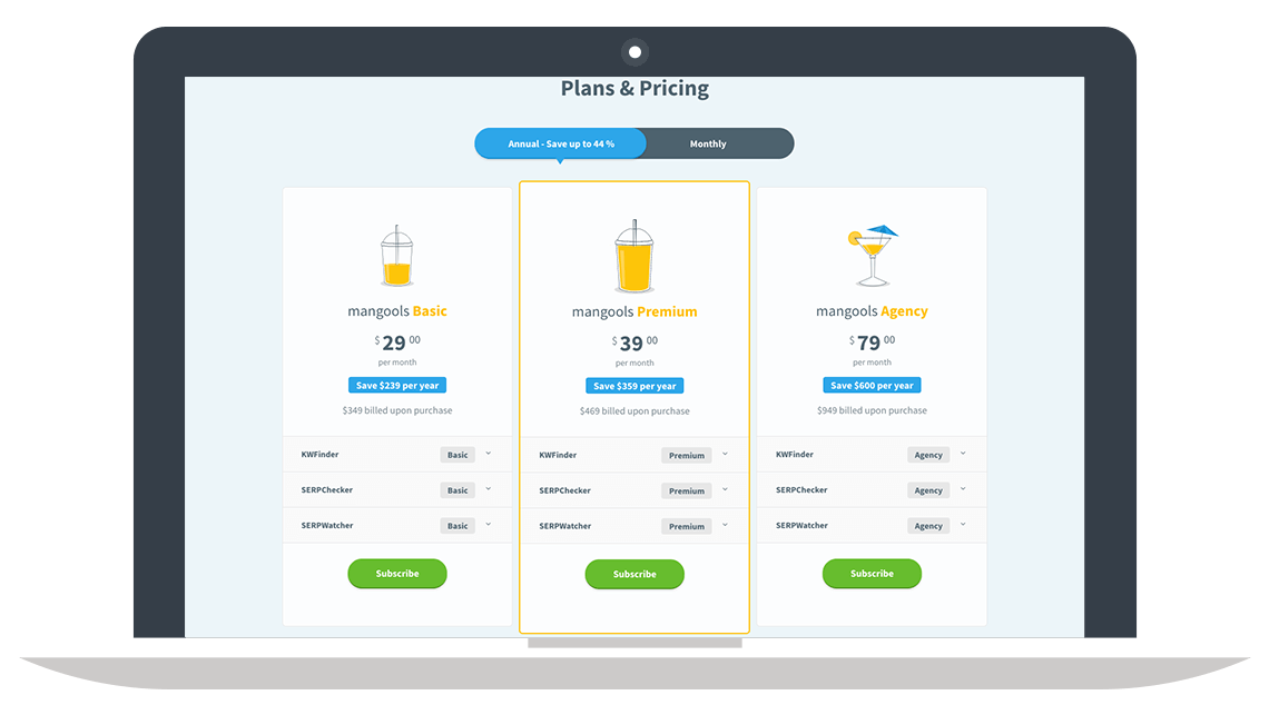 Preise für 1 Jahr Laufzeit // KWFinder