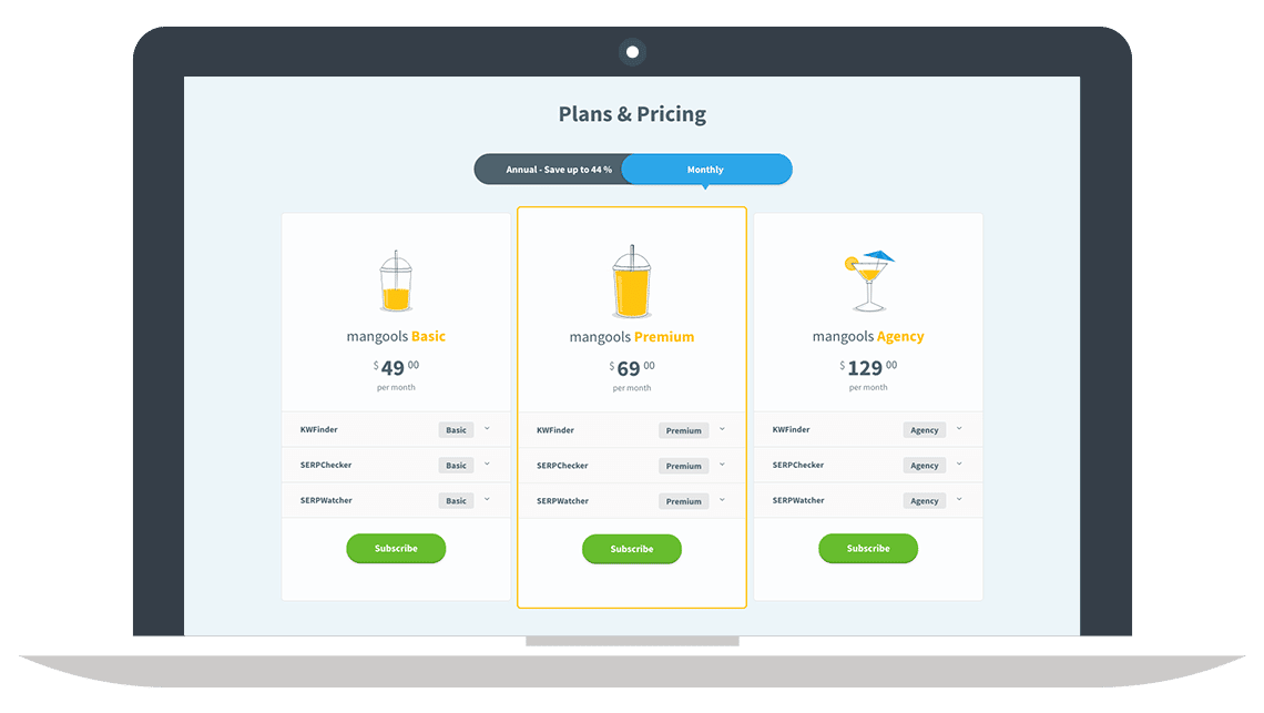 Preise für 1 Monat Laufzeit // KWFinder