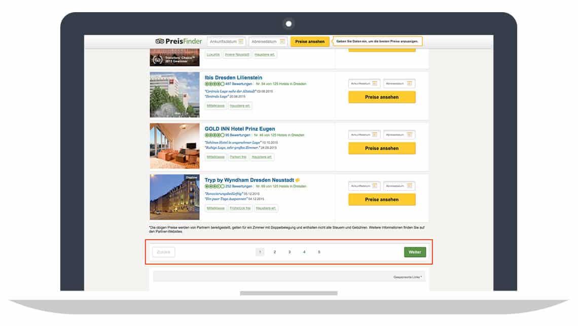 Paginierung Tripadvisor