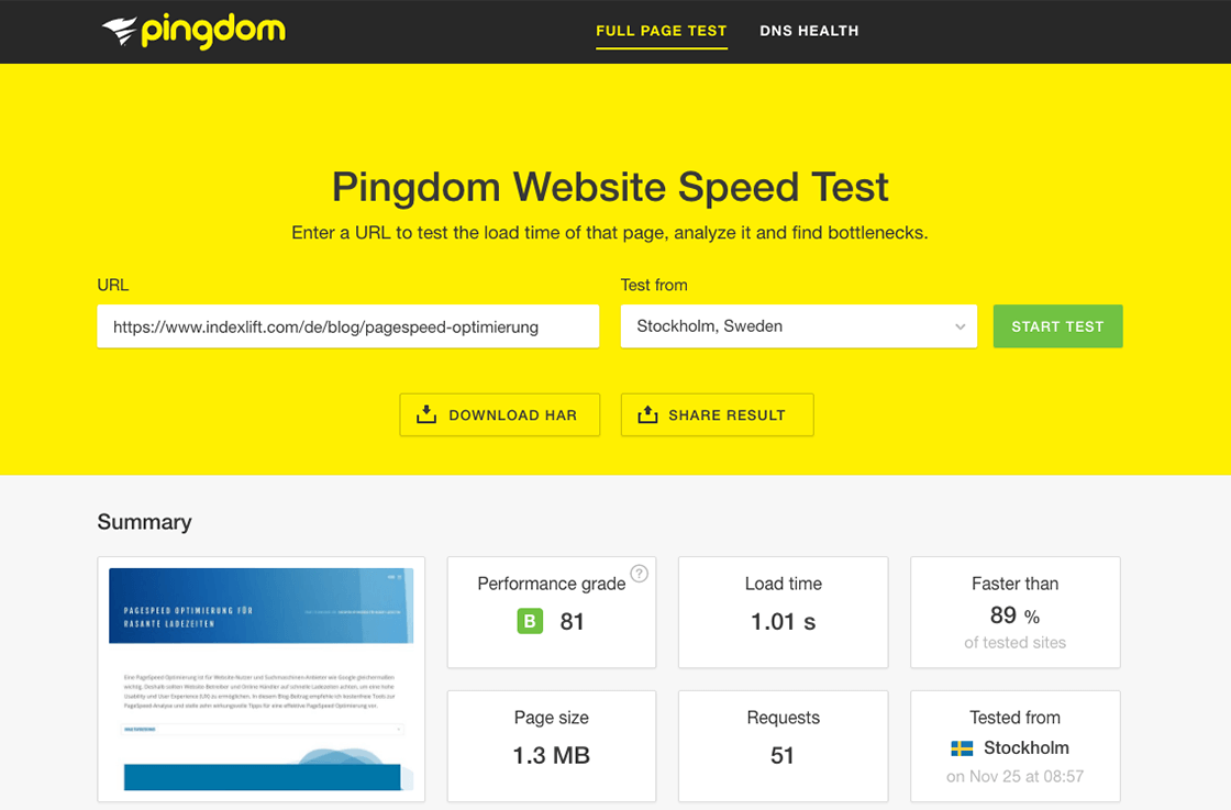 Website Speed Test // Pingdom