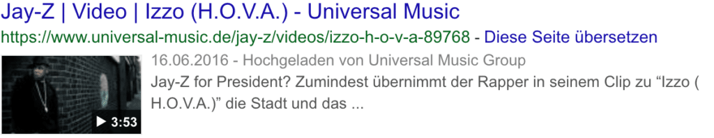 Rich Snippet für VideoObject