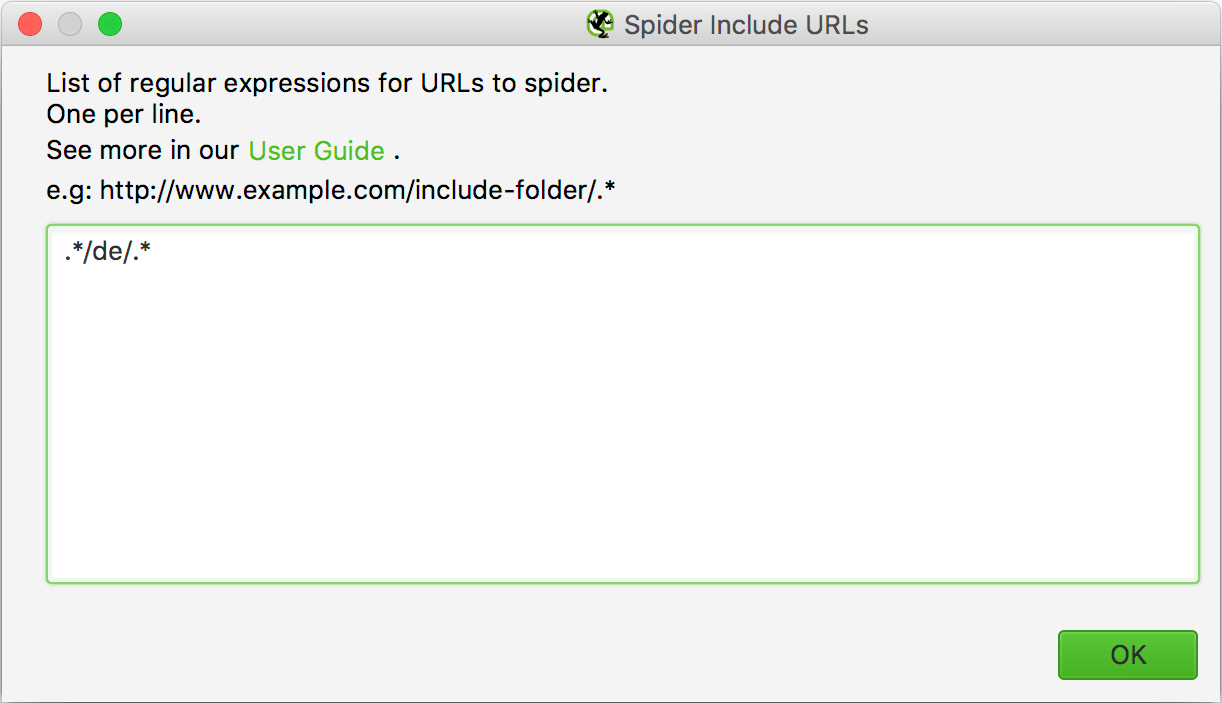 Configuration > Include Folder // Screaming Frog