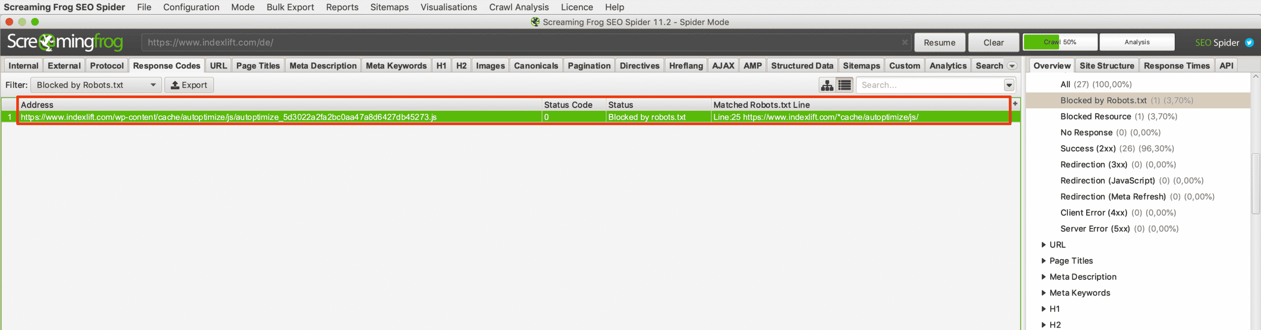 Blockierte URLs im Crawl-Mode vom Screaming Frog identifizieren und bewerten