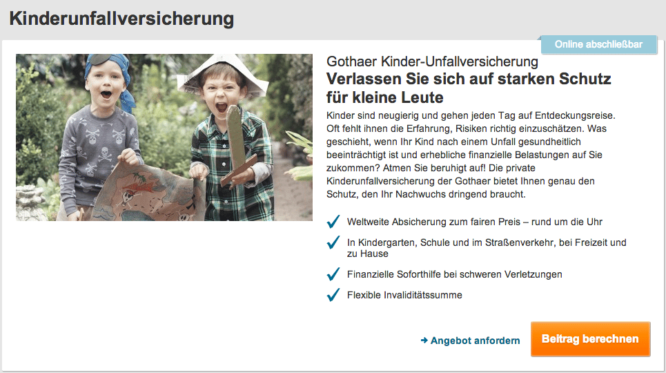 Storytelling: Kinderunfallversicherung der Gothaer - Die Bildsprache ist Emotionsträger und triggert den Nutzer zum konsumieren der Inhalte an