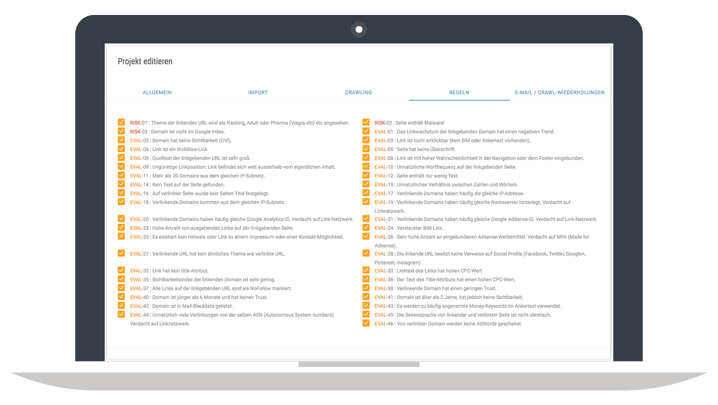 Crawling-Regeln // XOVI Disavow Tool